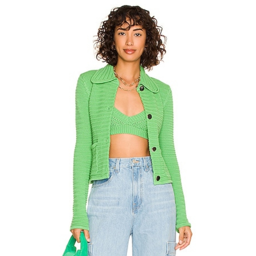 RONNY KOBO Frazer Sweater Jacket In Shamrock Green Medium